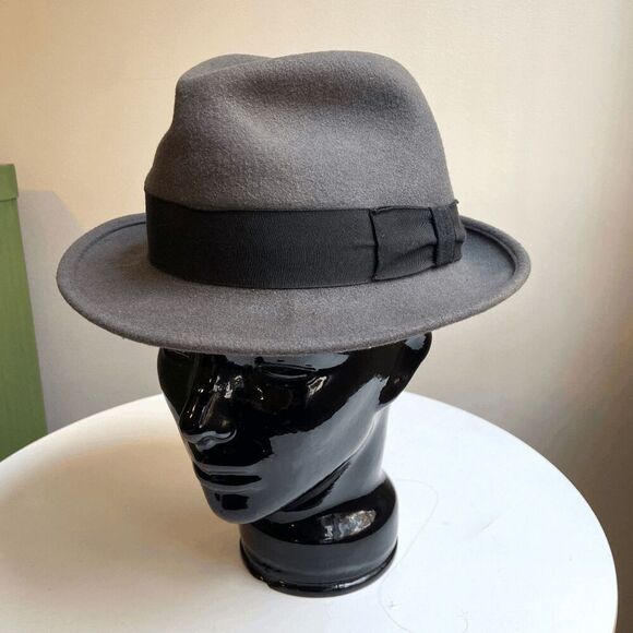 Vintage 1940s - 1950s Bollman USA Botany 500 Light Grey 100% Wool Fedora - Picture 4 of 12